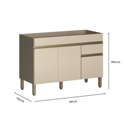 Balcão para Pia Line - Mdf/mdp 3 Portas 2 Gavetas com Divisor de Talheres - Kits Paraná - 3
