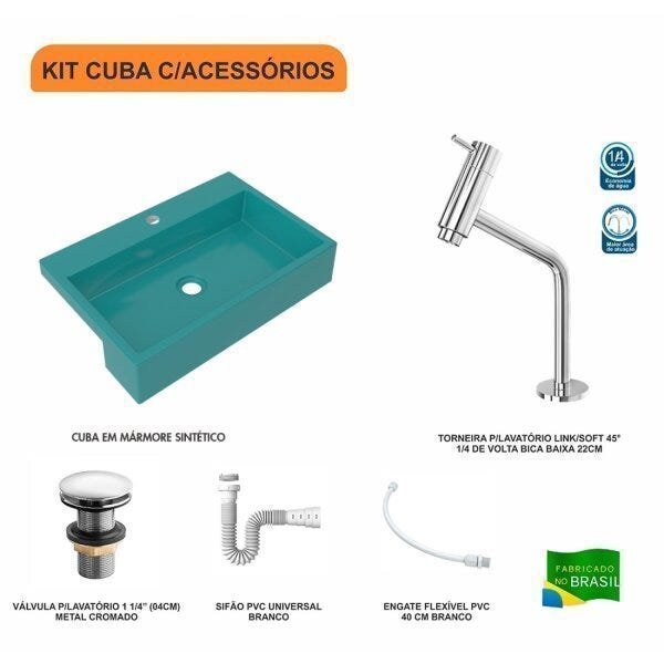 Kit Cuba XRT55 com Torneira Pratika 1060 e Válvula Click 1 1/2 com Sifão PVC e Flexível Compace - 3