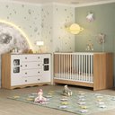 Ver imagem 1 de Berço 3 em 1 para Colchão 130x60cm com Cômoda 2 Portas 4 Gavetas Serena Multimóveis Mp4749