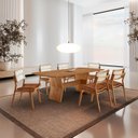 Ver imagem 1 de Conjunto de Mesa de Jantar Raiz Tampo 180cm Barril Laminado e 6 Cadeiras Eloá Premium Marrom/Star Puce/Imbuia/Cinamomo