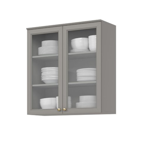 Armário de Cozinha Aéreo 80cm 2 Portas Vidro Sophia Henn