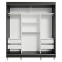 Ver imagem 3 de Guarda-roupa Casal com Pés 3 Portas de Correr com Espelho Preto Branco Reno Madesa