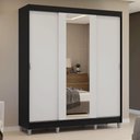 Ver imagem 4 de Guarda-roupa Casal com Pés 3 Portas de Correr com Espelho Preto Branco Reno Madesa