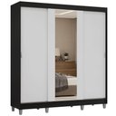 Ver imagem 5 de Guarda-roupa Casal com Pés 3 Portas de Correr com Espelho Preto Branco Reno Madesa