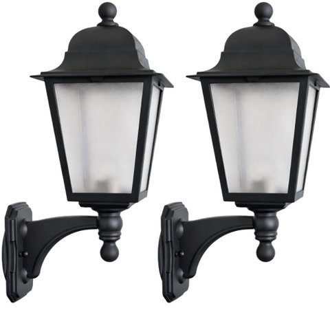 Kit 2 Arandelas de Parede Bivolt E27 Pretas Luminárias Dital Ambiente Interno e Externo
