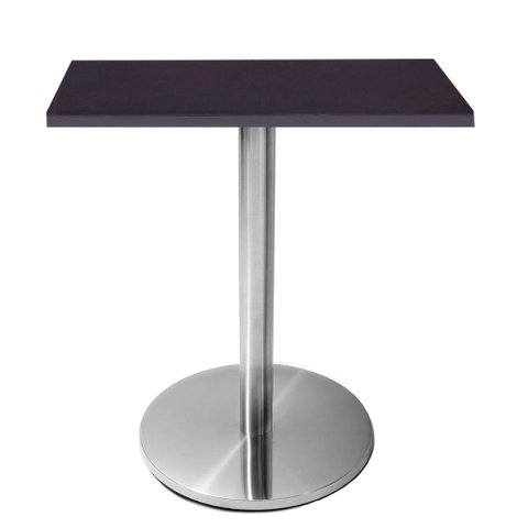 Mesa Beta em Inox 75 cm (Altura) com Tampo em MDP Quadrado 70 cm Preto