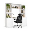 Ver imagem 2 de Conjunto Escritório com Mesa Estante 2 Portas e Cadeira Giratória Multimóveis MCR6114 Branco/Preto