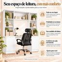 Ver imagem 3 de Conjunto Escritório com Mesa Estante 2 Portas e Cadeira Giratória Multimóveis MCR6114 Branco/Preto
