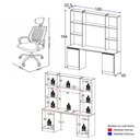 Ver imagem 4 de Conjunto Escritório com Mesa Estante 2 Portas e Cadeira Giratória Multimóveis MCR6114 Branco/Preto