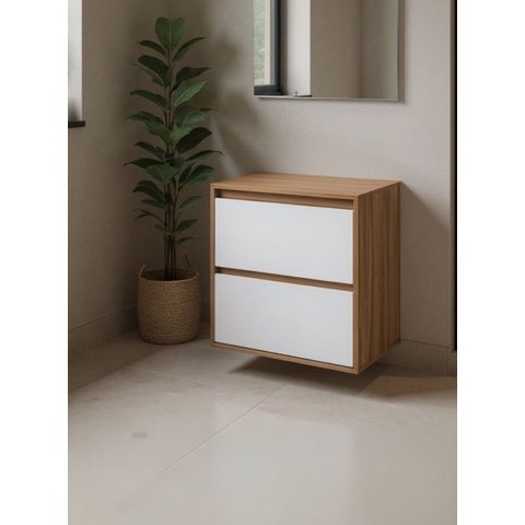 Gabinete para Banheiro 60cm MDF Freijo com Branco Dubai - On Móveis