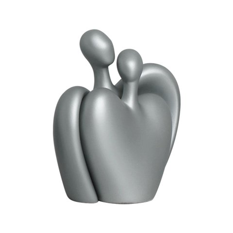 Escultura de Cerâmica Enfeite de Mesa Romance Cinza Fosco