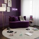 Ver imagem 1 de Sofá Decorativo Curvo Orgânico Nature Gaia Veludo Roxo - Montanaris Decor