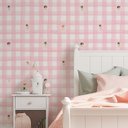 Ver imagem 1 de Papel de Parede Infantil Xadrez Aquarela Rosa com Fadas
