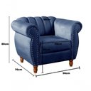 Ver imagem 2 de Conjunto de Sofás Realeza 4 Lugares Fixo Azul Veludo Retrô Vintage Bella Decor