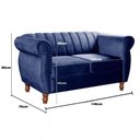 Ver imagem 3 de Conjunto de Sofás Realeza 4 Lugares Fixo Azul Veludo Retrô Vintage Bella Decor