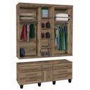 Ver imagem 2 de Roupeiro / Guarda Roupas Pr Duplex com Espelho 5 Portas + 7 Gavetas Sendo 1 com Chave Cor Canelato T