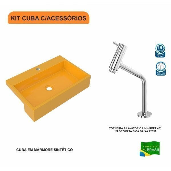 Kit Cuba XRT55 Torneira Pratika 1060 Metal 1/4 Volta Compace - 3