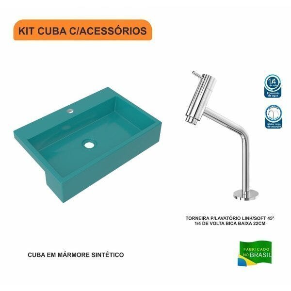Kit Cuba XRT55 Torneira Pratika 1060 Metal 1/4 Volta Compace - 3