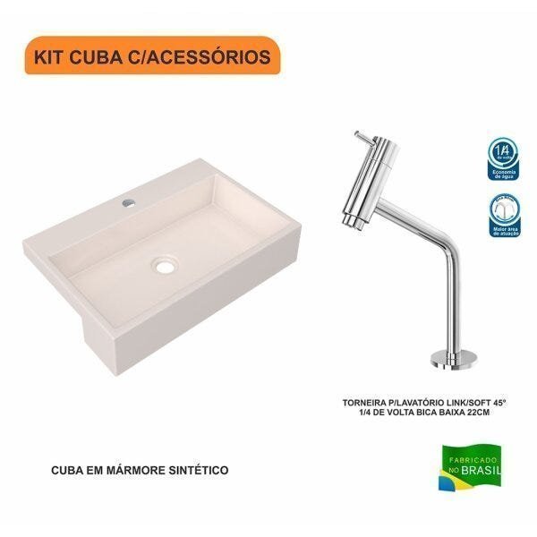 Kit Cuba XRT55 Torneira Pratika 1060 Metal 1/4 Volta Compace - 3