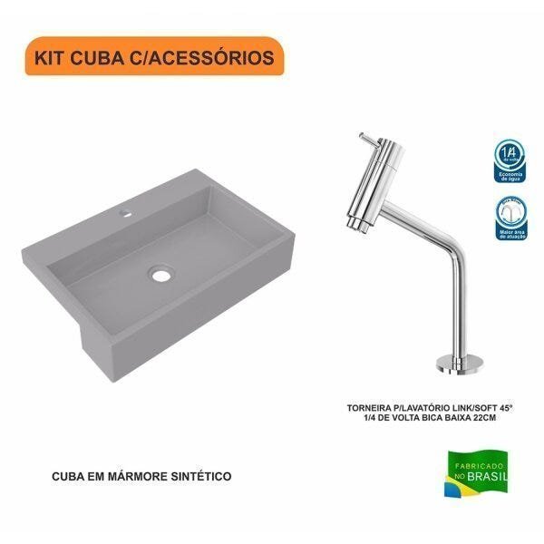 Kit Cuba XRT55 Torneira Pratika 1060 Metal 1/4 Volta Compace - 3