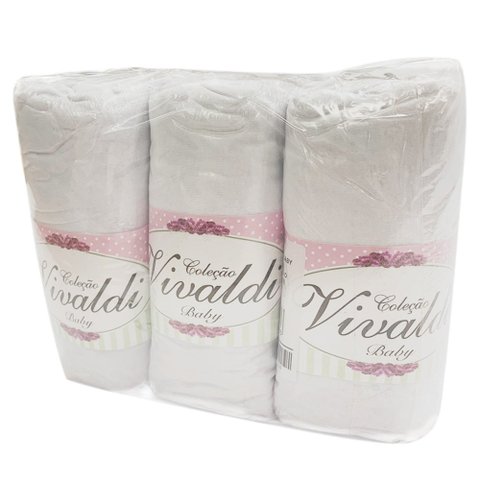 Kit 6 Pçs Atacado Lençol Baby Liso Vivaldi - Branco 70X130X12cm