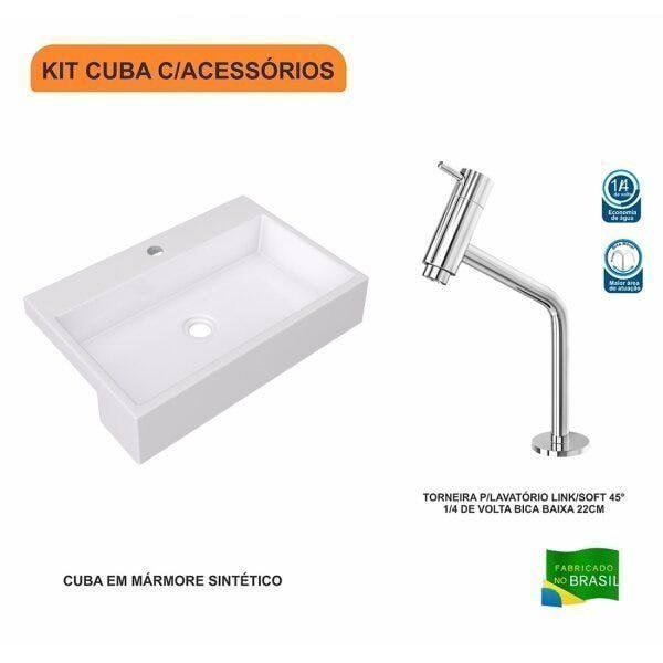 Kit Cuba XRT55 Torneira Pratika 1060 Metal 1/4 Volta Compace - 3