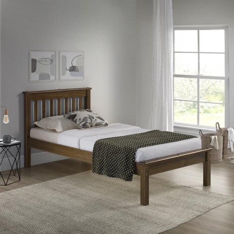 Cama Solteiro Inglesa em Madeira Maciça Mv Outlet Castanho