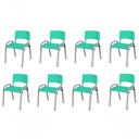 Ver imagem 1 de Kit 8 Cadeira Iso Infantil Creche, Base Cinza Verde Água
