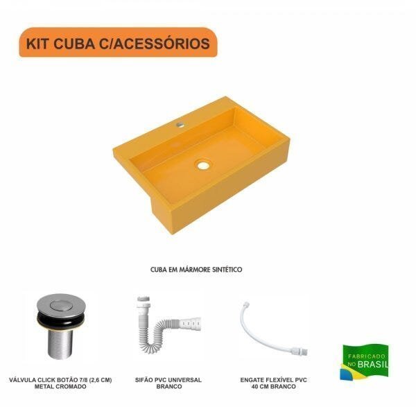 Kit Cuba XRT55 com Válvula Click 1"B e Sifão PVC e Flexível Compace - 3