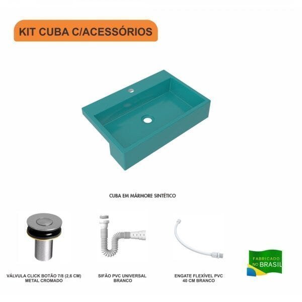 Kit Cuba XRT55 com Válvula Click 1"B e Sifão PVC e Flexível Compace - 3
