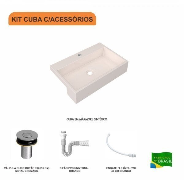 Kit Cuba XRT55 com Válvula Click 1"B e Sifão PVC e Flexível Compace - 3