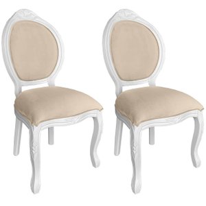 2 Cadeira Medalhao Madeira Maciça Design Ingles Luxo Poltrona Entalhada Renascentista Natural Ingles