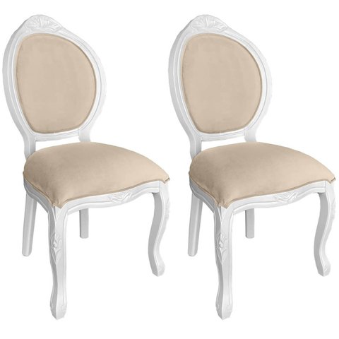 2 Cadeira Medalhao Madeira Maciça Design Ingles Luxo Poltrona Entalhada Renascentista Natural Ingles