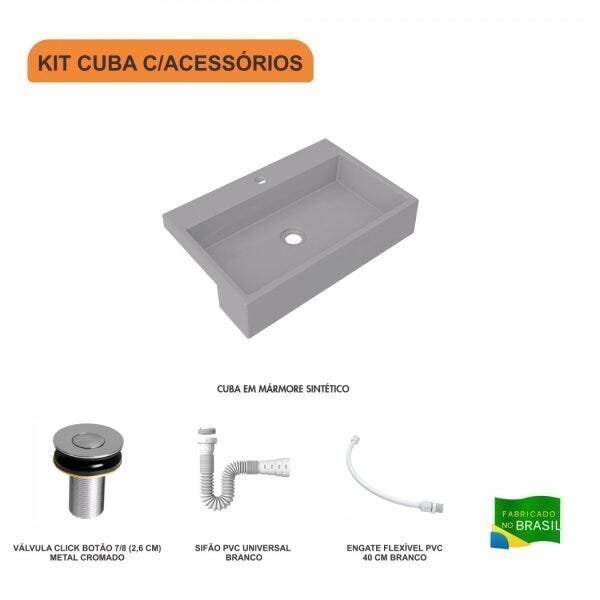 Kit Cuba XRT55 com Válvula Click 1"B e Sifão PVC e Flexível Compace - 3