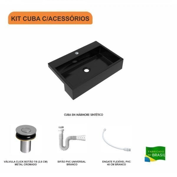 Kit Cuba XRT55 com Válvula Click 1"B e Sifão PVC e Flexível Compace - 3