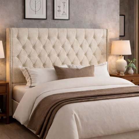 Cabeceira para Cama Box King 205cm Soft Bouclé Off White - Sallar Home