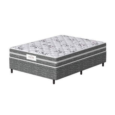 Conjunto Box Viúva Mola Ensacada Prodormir Solar Bambu Cinza