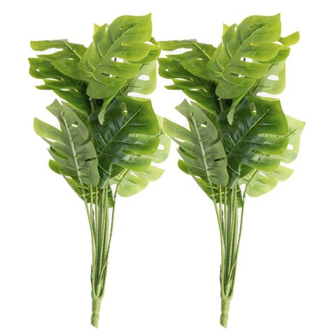 Kit 12 Ramo Planta Artificial Decoração Costela de Adão 43cm