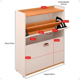 Sapateira Vertical 12 Pares Calçados Multiuso 2 Portas Basculantes Hall de Entrada Quarto Closet - o - 8