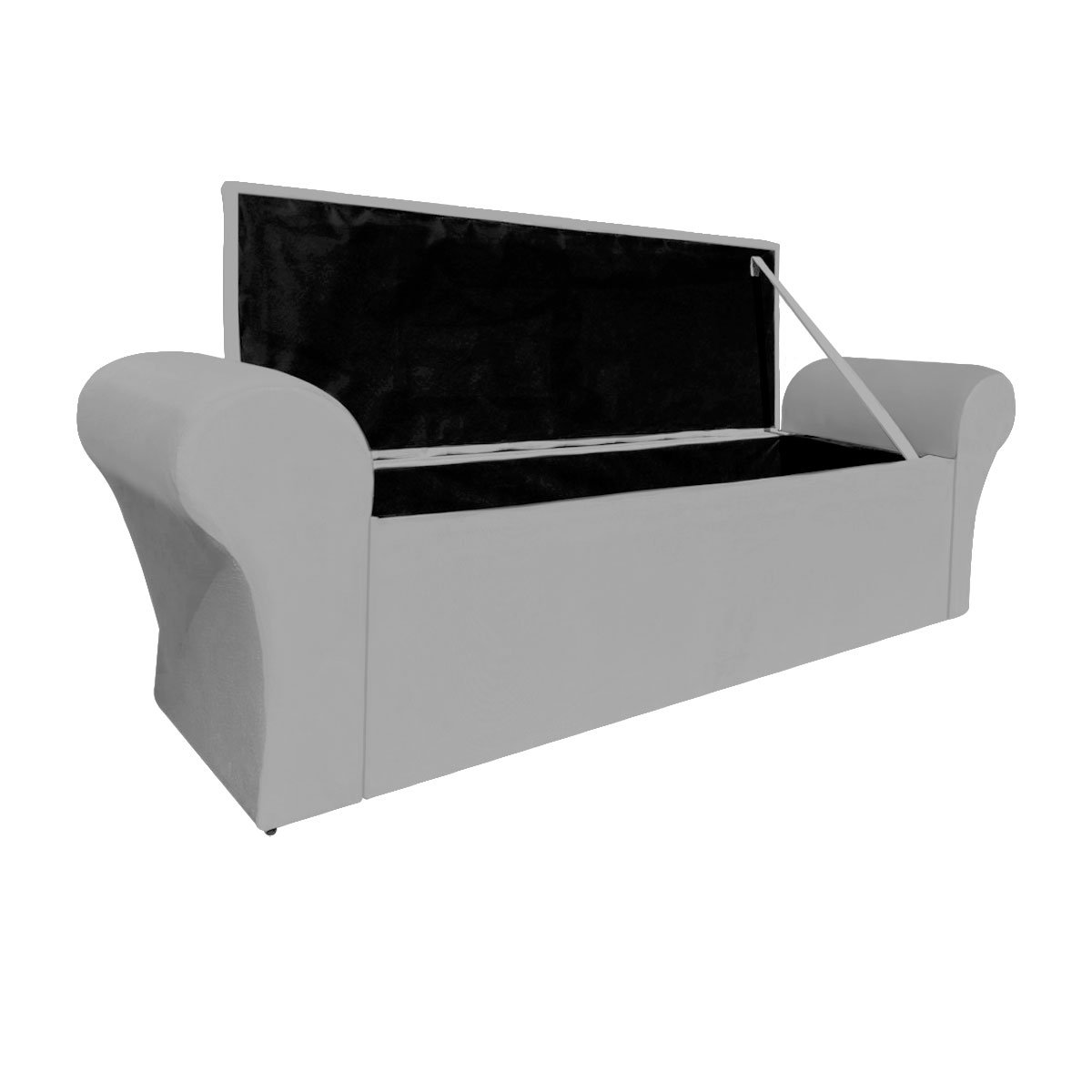 Recamier Baú Calçadeira Chaise Quarto King 195cm Madrid:corino Cinza Claro - 3