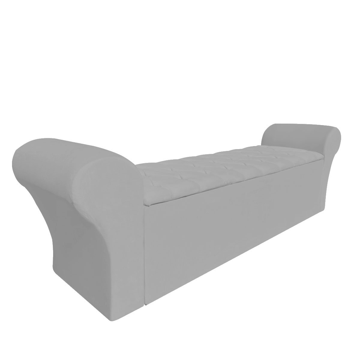 Recamier Baú Calçadeira Chaise Quarto King 195cm Madrid:corino Cinza Claro - 2