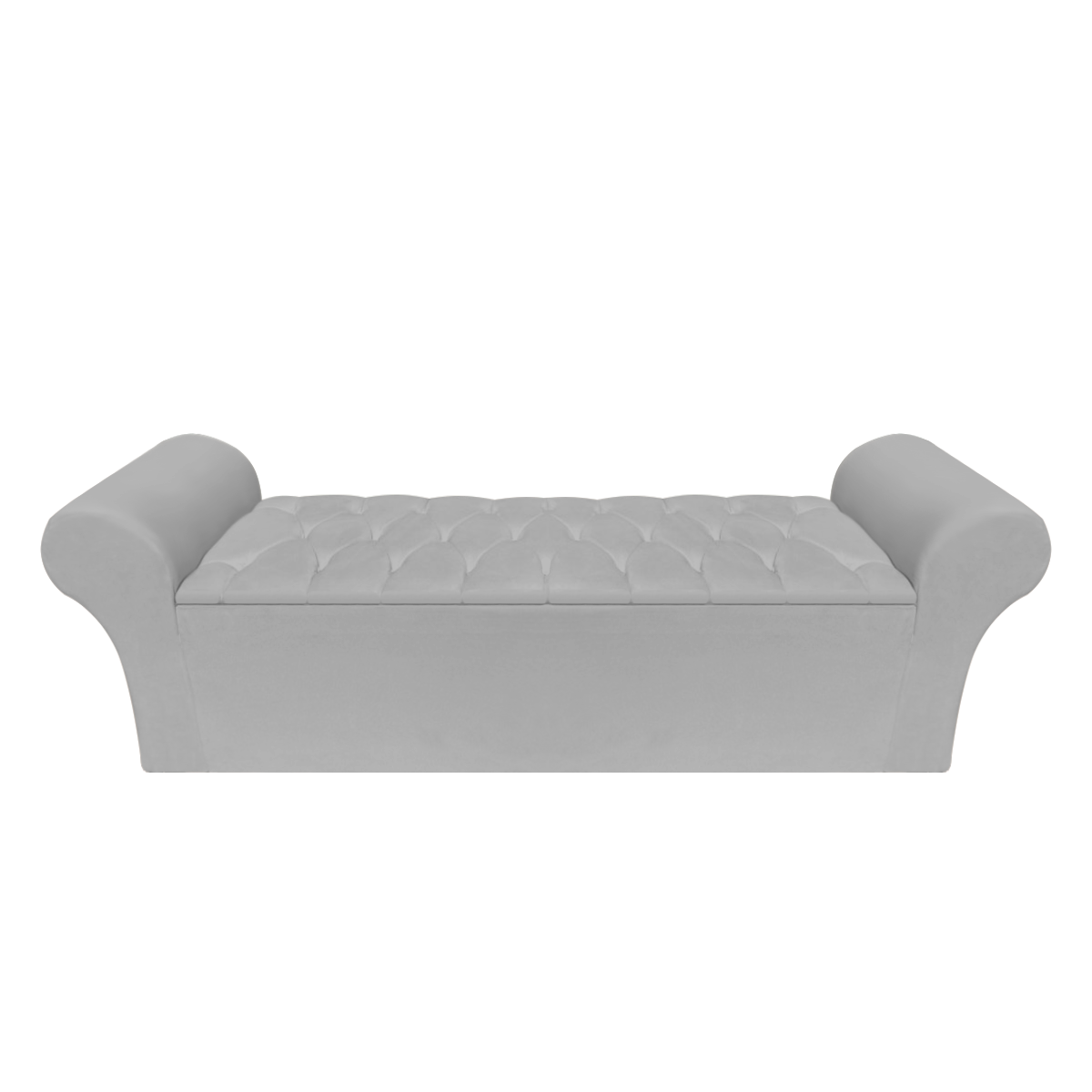 Recamier Baú Calçadeira Chaise Quarto King 195cm Madrid:corino Cinza Claro