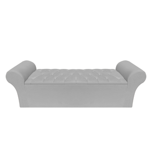 Recamier Baú Calçadeira Chaise Quarto King 195cm Madrid:corino Cinza Claro