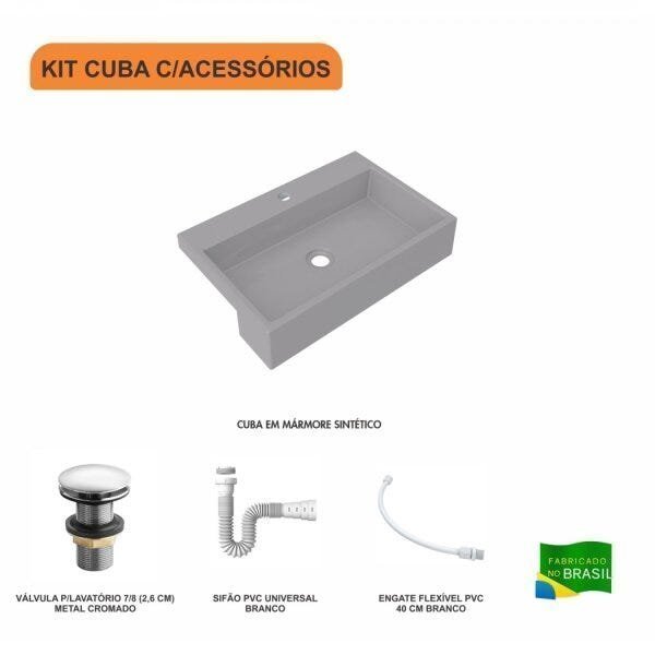 Kit Cuba XRT55 com Válvula Click 1"G e Sifão PVC e Flexível Compace - 3