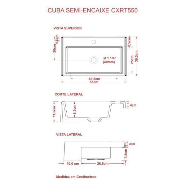 Kit Cuba XRT55 com Válvula Click 1"G e Sifão PVC e Flexível Compace - 7