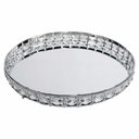 Ver imagem 1 de Bandeja Decorativa Redonda Prata Cristal com Espelho 31cm Kv0254 Btc