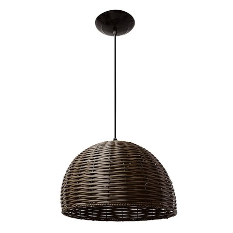 Kit 2 Pendente Junco Poptem Meia Esfera 35cm Tabaco Luminária Lustre Sala
