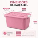 Ver imagem 6 de Caixa Organizadora Rosa Empilhavel Rodinhas Guarda Roupa Brinquedos Resistente Premium