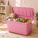 Ver imagem 1 de Caixa Organizadora Rosa Empilhavel Rodinhas Guarda Roupa Brinquedos Resistente Premium