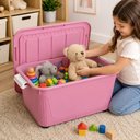 Ver imagem 7 de Caixa Organizadora Rosa Empilhavel Rodinhas Guarda Roupa Brinquedos Resistente Premium